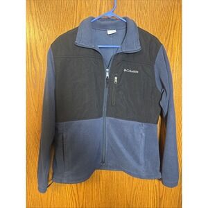 Columbia Fleece Jacket Men's Size L‎ Black And Blue Full Zip Pockets